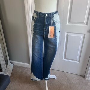 Risen Jeans Two-Tone Blue straight Leg Women's Jeans
